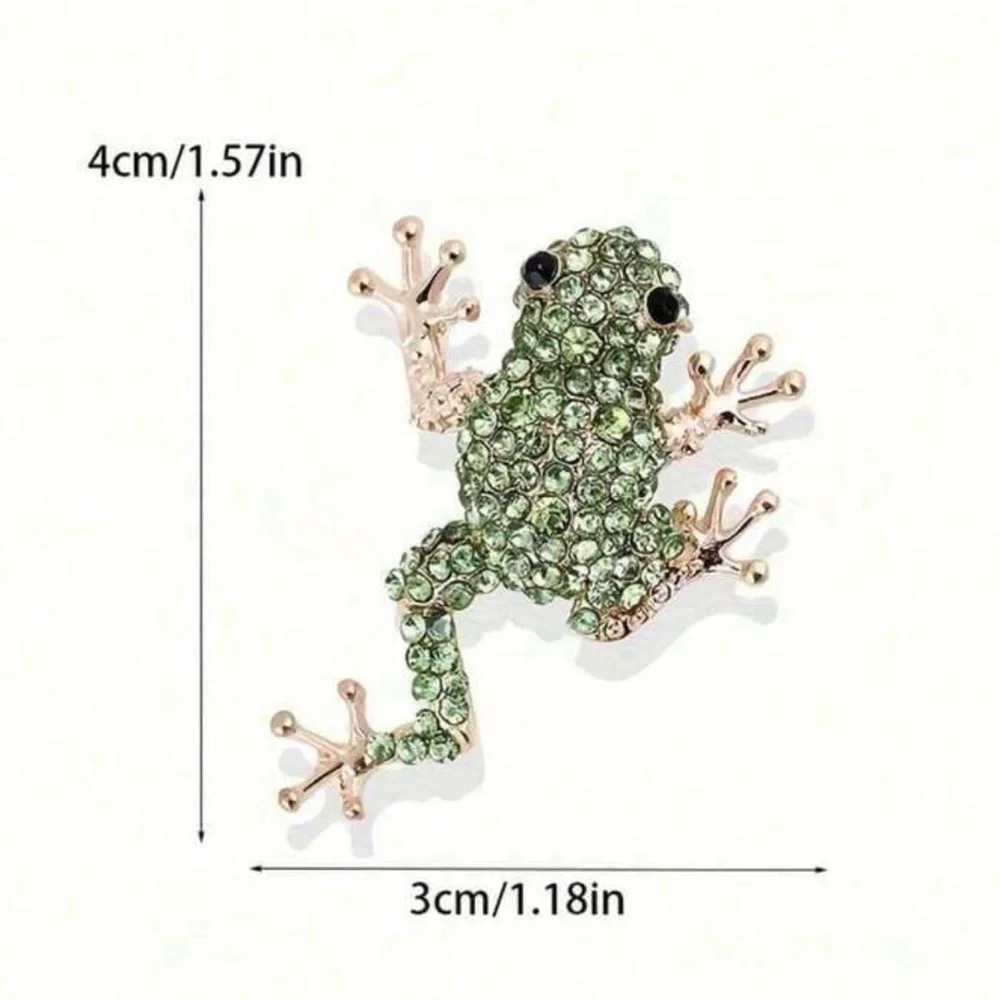 Frog Brooch Pin rhinestone jewelry vintage gold retro bag charm crystal animal